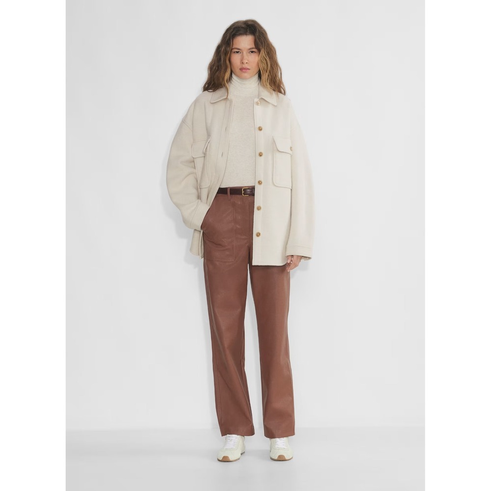 Wilfred Free Aritzia Lucy Vegan Leather Pants Cognac Birch Brown Size 2 NEW